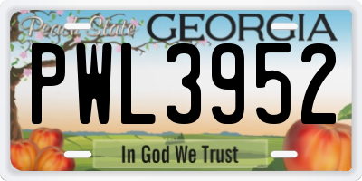 GA license plate PWL3952