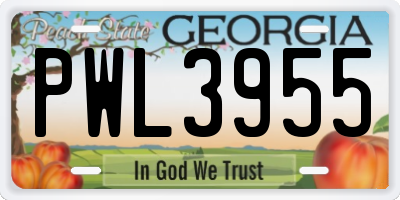 GA license plate PWL3955