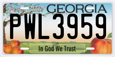 GA license plate PWL3959