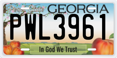 GA license plate PWL3961