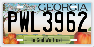 GA license plate PWL3962