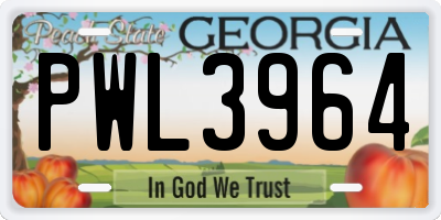GA license plate PWL3964