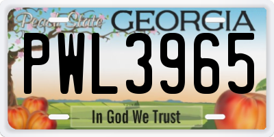 GA license plate PWL3965