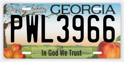 GA license plate PWL3966