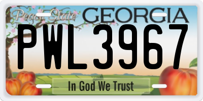GA license plate PWL3967