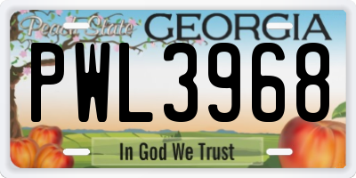 GA license plate PWL3968
