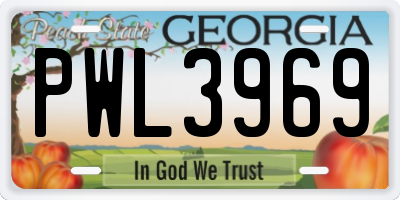 GA license plate PWL3969