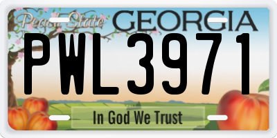 GA license plate PWL3971