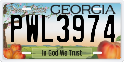 GA license plate PWL3974