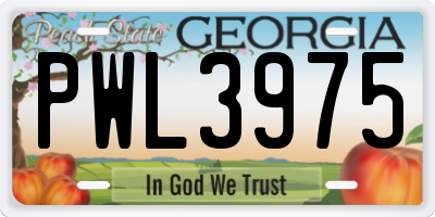 GA license plate PWL3975