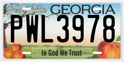 GA license plate PWL3978