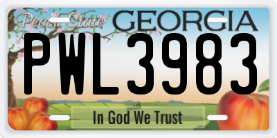 GA license plate PWL3983