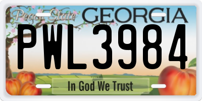 GA license plate PWL3984