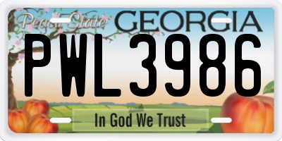 GA license plate PWL3986