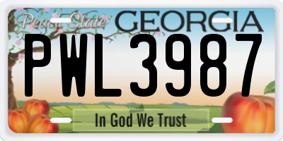 GA license plate PWL3987