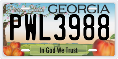 GA license plate PWL3988