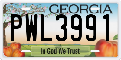 GA license plate PWL3991