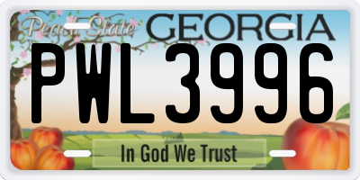 GA license plate PWL3996
