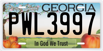GA license plate PWL3997