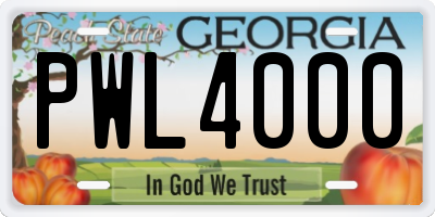 GA license plate PWL4000