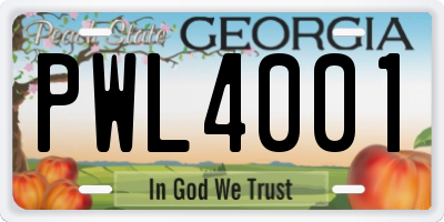 GA license plate PWL4001