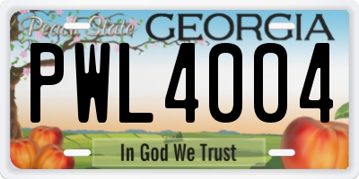 GA license plate PWL4004