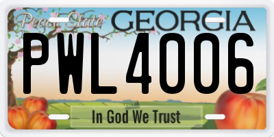 GA license plate PWL4006