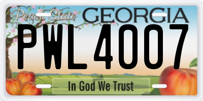 GA license plate PWL4007