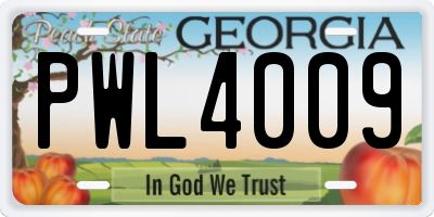 GA license plate PWL4009