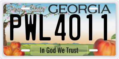 GA license plate PWL4011