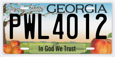 GA license plate PWL4012