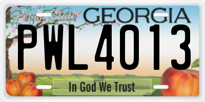 GA license plate PWL4013