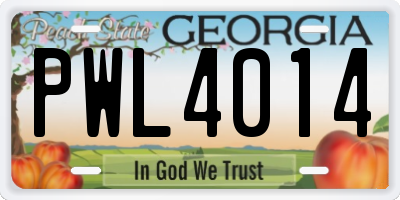 GA license plate PWL4014