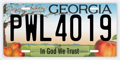 GA license plate PWL4019