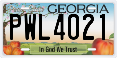 GA license plate PWL4021
