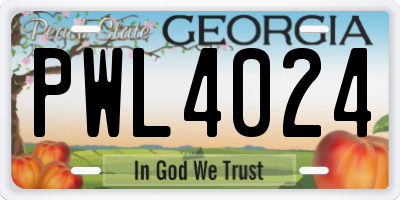 GA license plate PWL4024