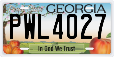 GA license plate PWL4027