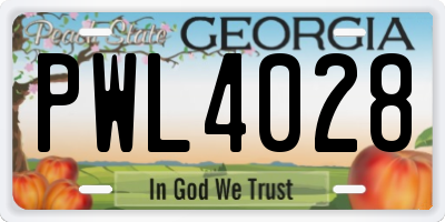 GA license plate PWL4028