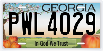GA license plate PWL4029