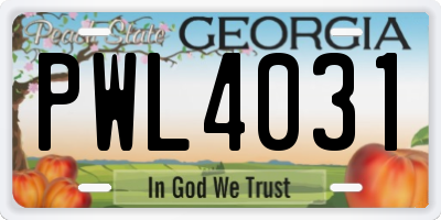 GA license plate PWL4031