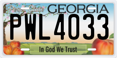 GA license plate PWL4033