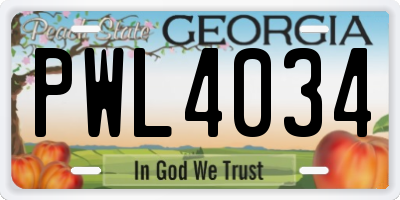 GA license plate PWL4034
