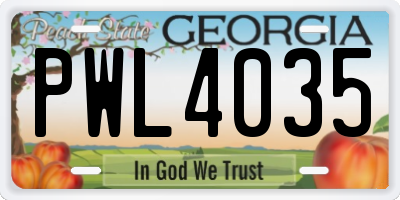 GA license plate PWL4035