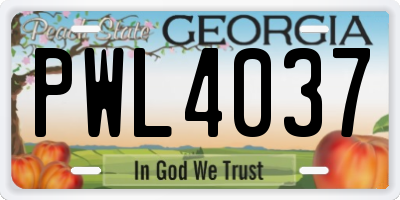 GA license plate PWL4037