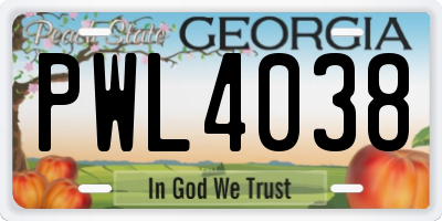 GA license plate PWL4038