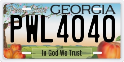 GA license plate PWL4040