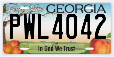 GA license plate PWL4042