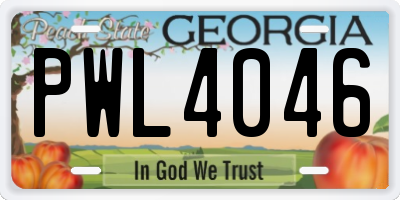 GA license plate PWL4046