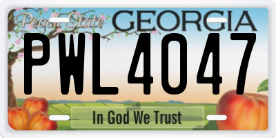 GA license plate PWL4047