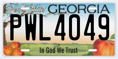 GA license plate PWL4049